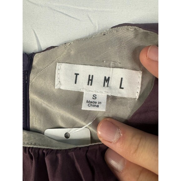 THML Dress Womens Size Small Mini Bell Sleeve Purple Zipper Short Sleeve NEW - Picture 2 of 8